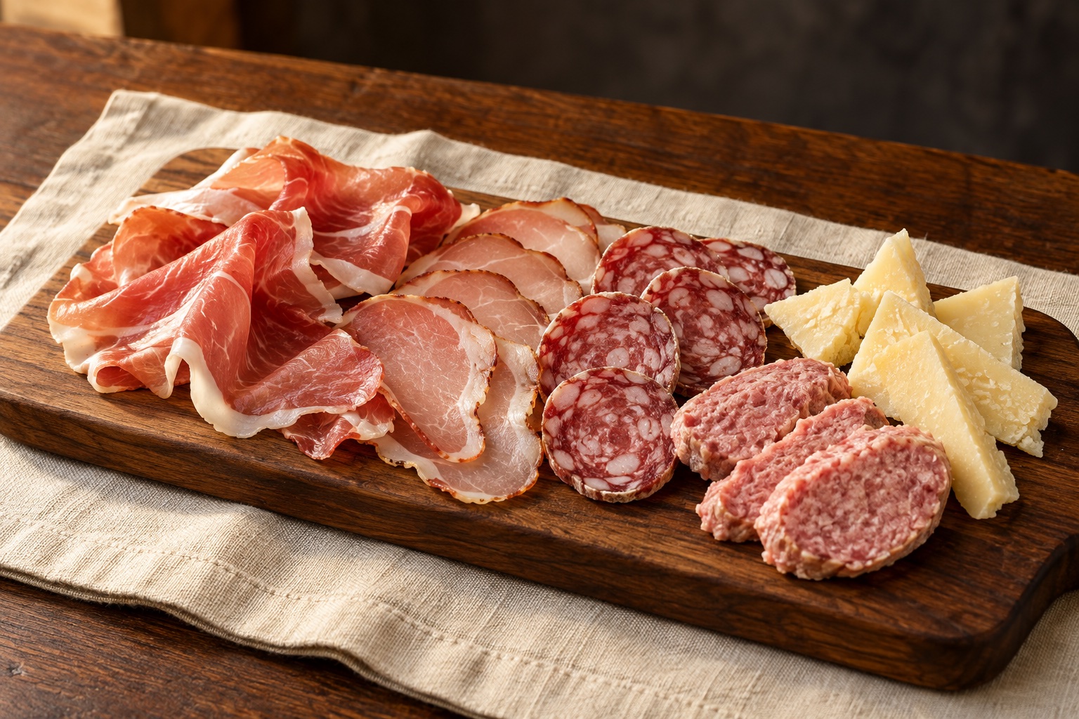 Tagliere di salumi e pecorino, immagine illustrativa generata con IA